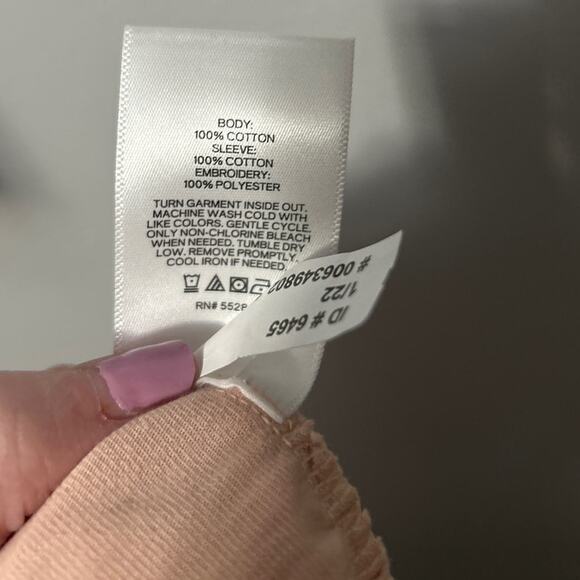 Express Pink Square Neck Eyelet Short Sleeve Rouched Sides Back Bow Size Medium - Picture 11 of 13